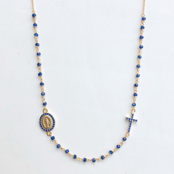 Sapphire gold neck rosary