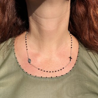 Girocollo rosario in argento e cristallo nero 2