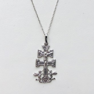 Caravaca cross pendant in silver with chain