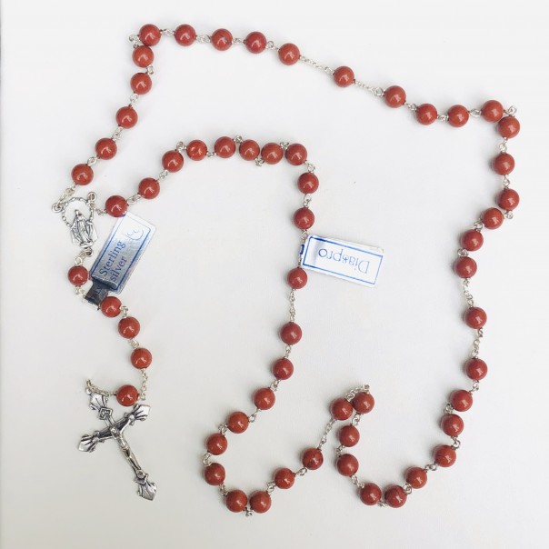 Rosary in silver and Egyptian jasper