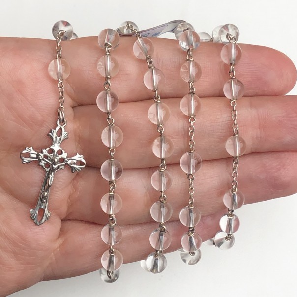 Rosary in silver and rock crystal