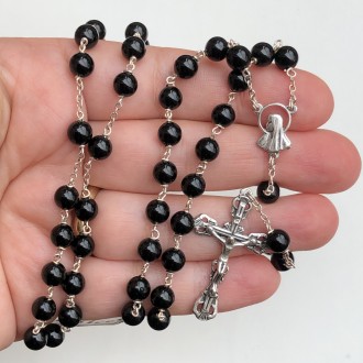 Rosario in onice e argento 2