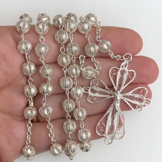 Large silver filigree rosary 2
