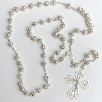 Large silver filigree rosary