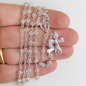 Silver filigree rosary 2