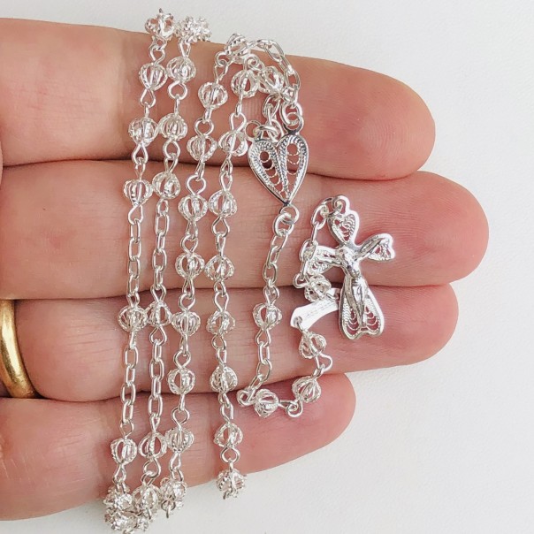 Silver filigree rosary