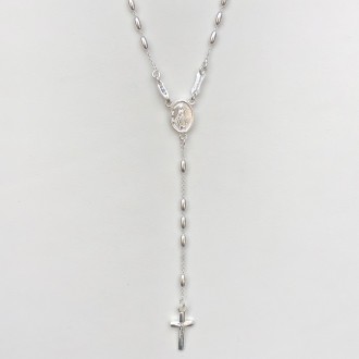 Silver oval grain rosary 2
