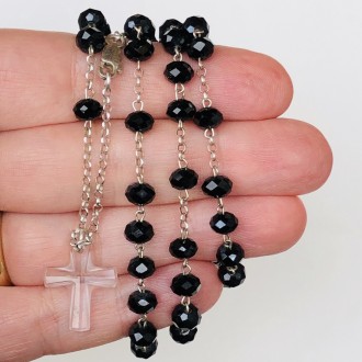 Rosario eterno argento e cristallo nero 2