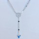 White Swarovski silver neck rosary