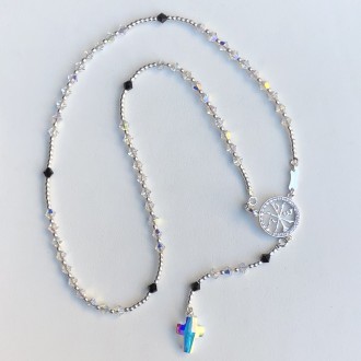 Rosario da collo argento Swarovski bianco