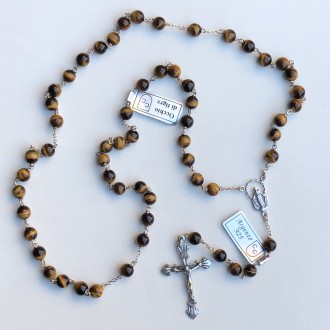 Rosario in argento e occhio di tigre
