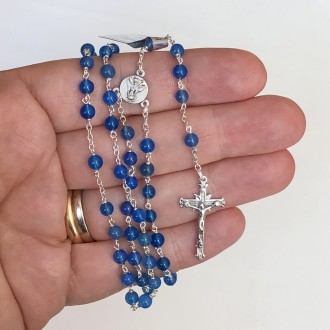 Rosario in argento e agata azzurra 2