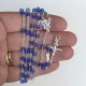 Rosario in argento e cristallo azzurro