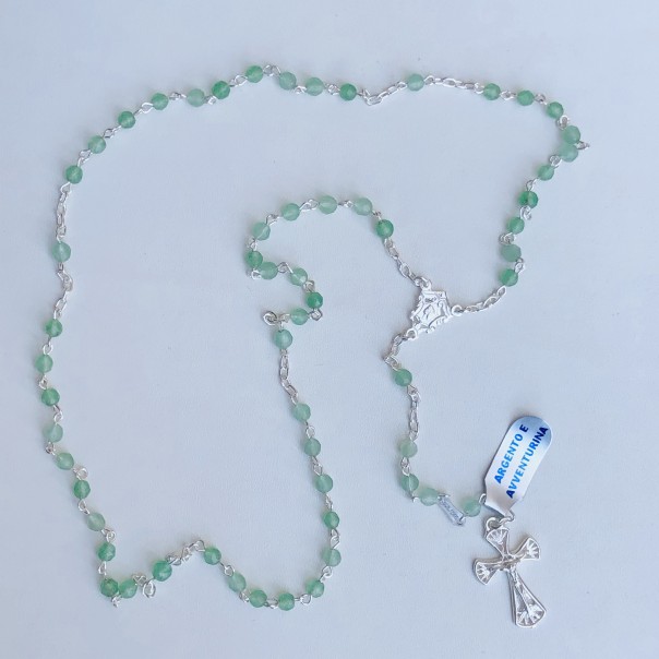 Rosario argento e avventurina