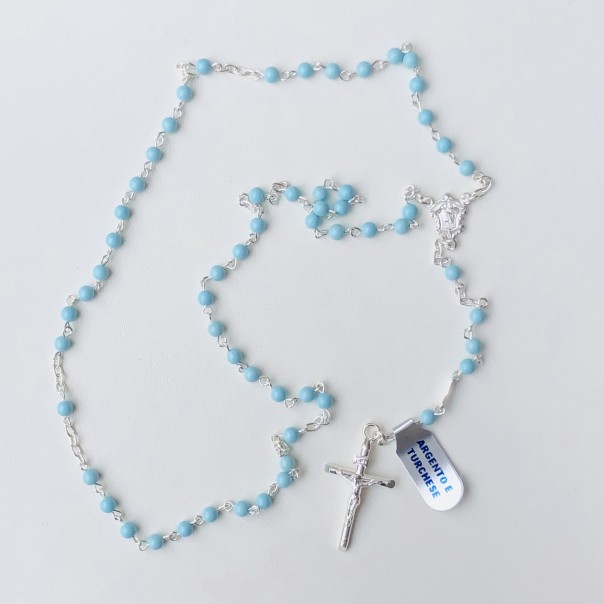 Rosary in silver and turquoise
