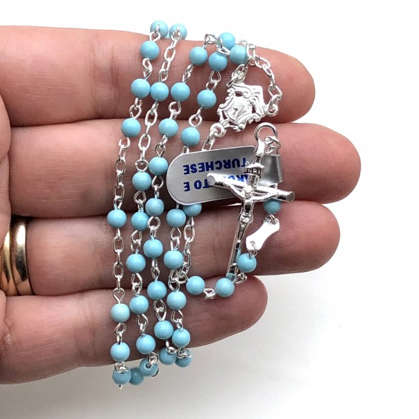 Rosary in silver and turquoise