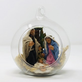 Glass ball nativity scene