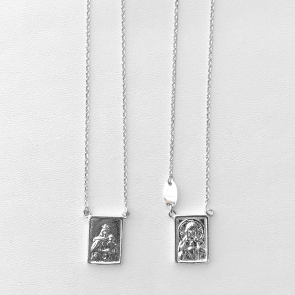 Long silver scapular necklace