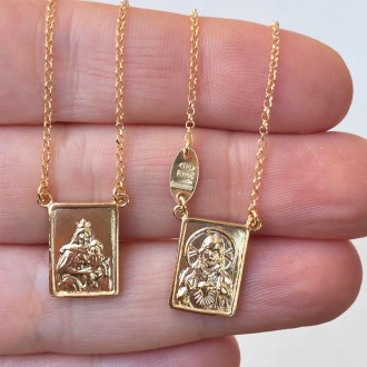 Long scapular necklace in gilded silver