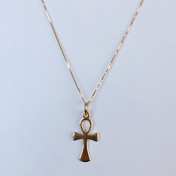 Gold cross of life necklace