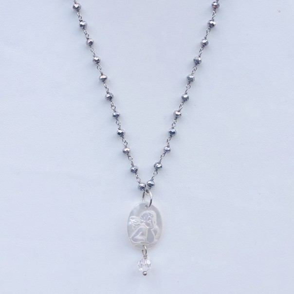Collana lunga Ti tengo per mano rosario ematite