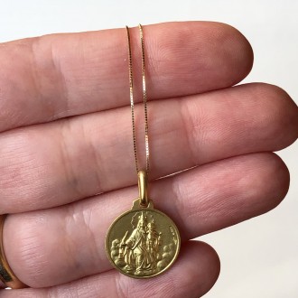 16 mm Gold Scapular Medal Necklace