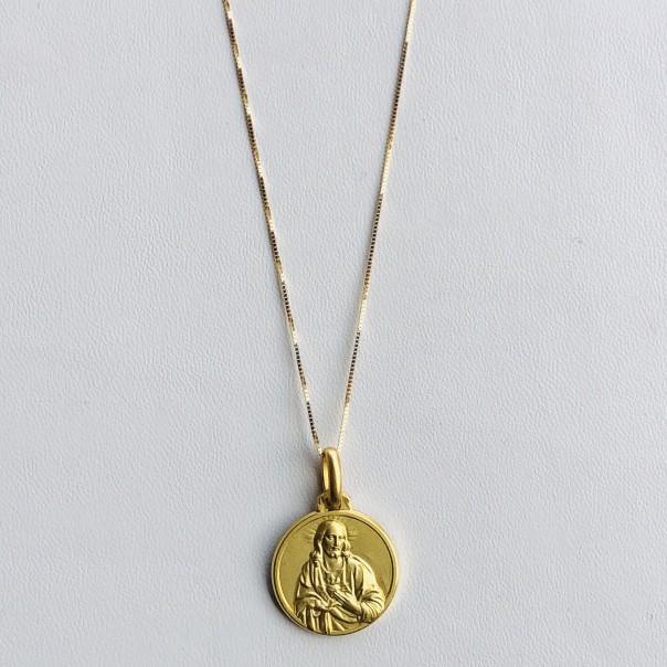 16 mm Gold Scapular Medal Necklace