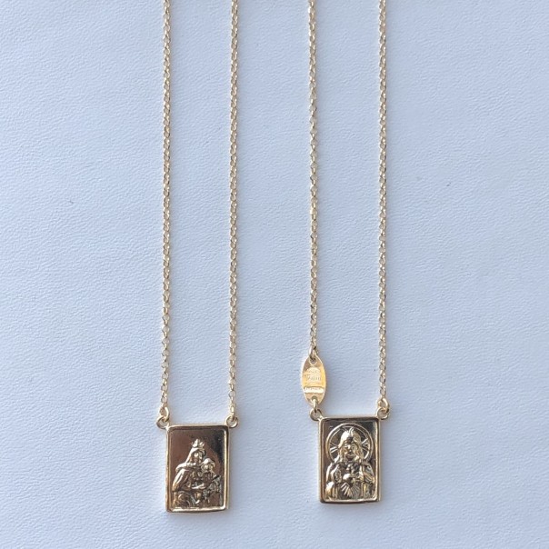 Long scapular necklace in gilded silver