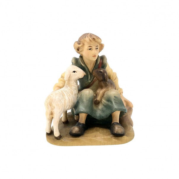 Shepherd sitting with sheep ANRI Bernardi 14 cm