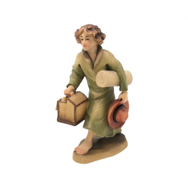 Shepherd with bird cage ANRI Bernardi 10 cm