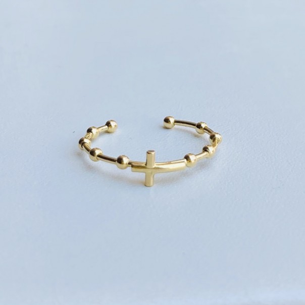 Rosary ring with micro gold cross