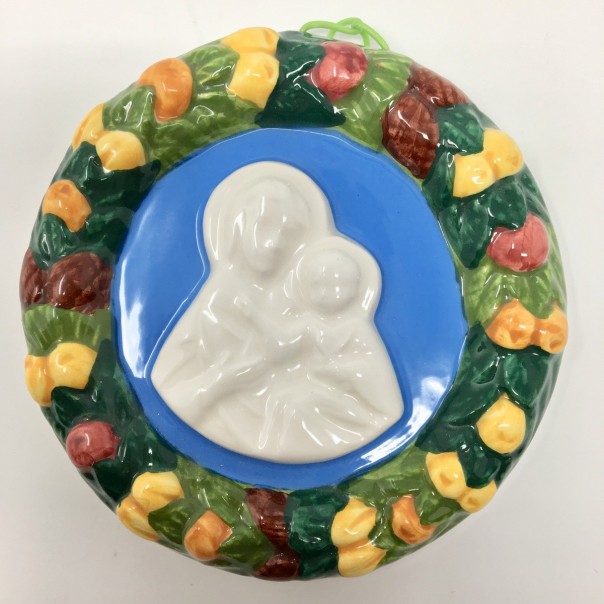 Holy Mary, ceramic made in Della Robbia style cm. 11