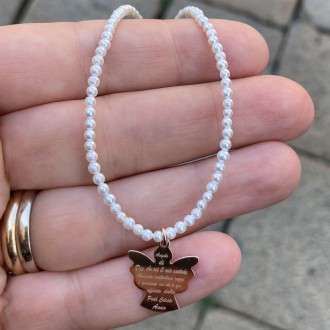 Collana preghiera Angelo di Dio perla