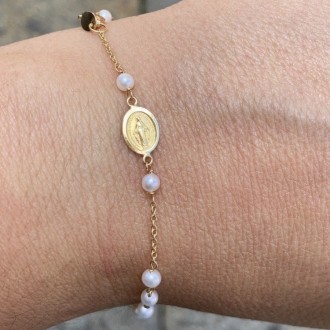 Gold and pearl rosary bracelet