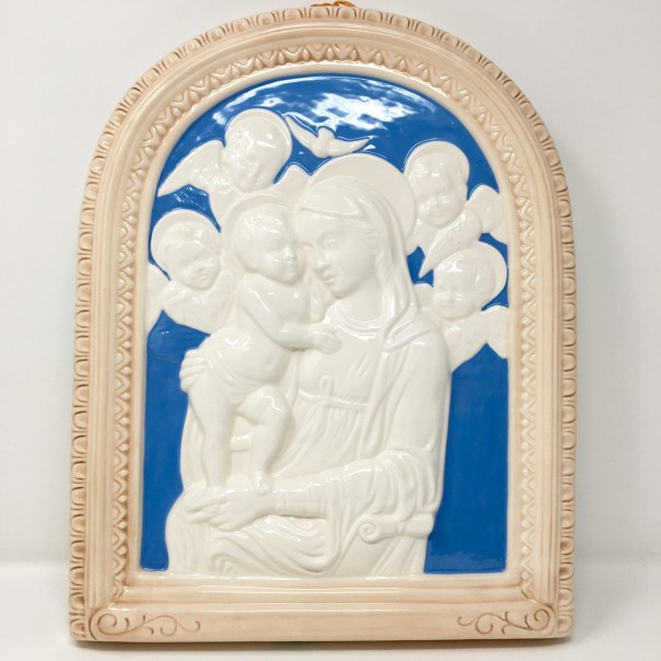 Madonna with child Della Robbia type cm. 20 x 15