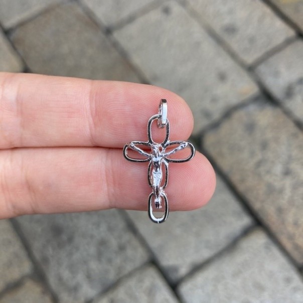 Cross with Christ oval pendant
