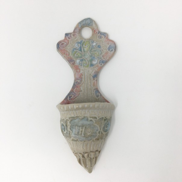 Holy water stoup in stoneware