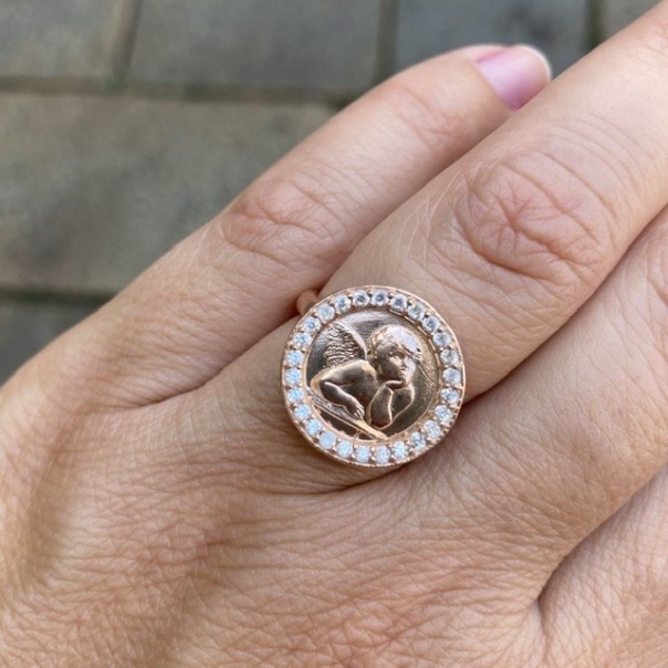 Anello Angelo zirconi rosato