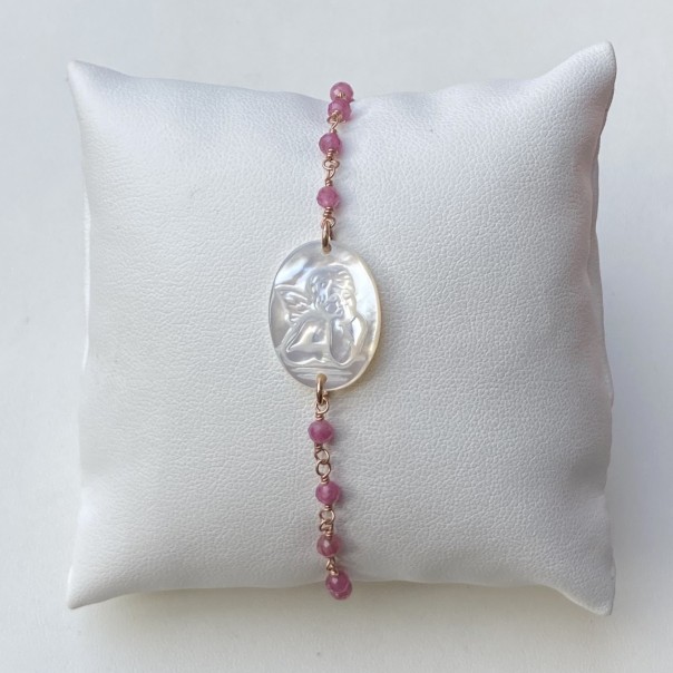 Bracciale Ti tengo per mano rosario -quarzo rosa-