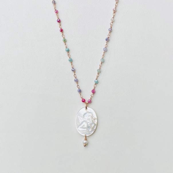 I hold your hand zircon rosary necklace