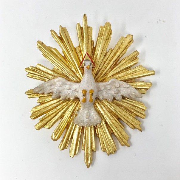 PLITI Collana Colomba Dello Spirito Santo Con Croce – Regalo Per Cresima E Sponsor – Acciaio Inox Con Zirconia – Confezione Regalo In Velluto