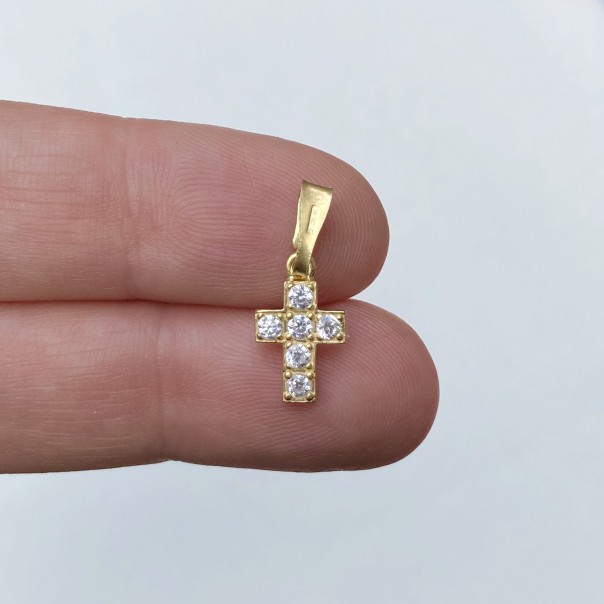 Cross with zircons in gilded silver