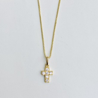 Collana croce zirconi argento dorato