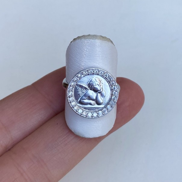 Angel ring with cubic zirconia silver