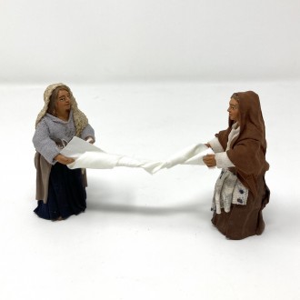 Donne che strizzano i panni - presepe napoletano - 10 cm