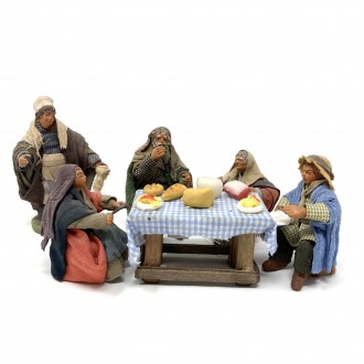 Tavolata con 5 personaggi - presepe napoletano - 10 cm