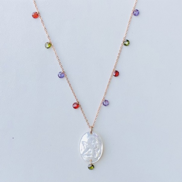 "Ti tengo per mano"colored crystals necklace