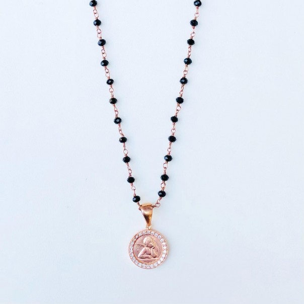 Guardian angel lux necklace -black crystals-