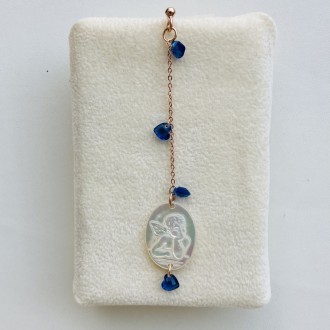 Mono earring I hold you by the hand blue hearts 2