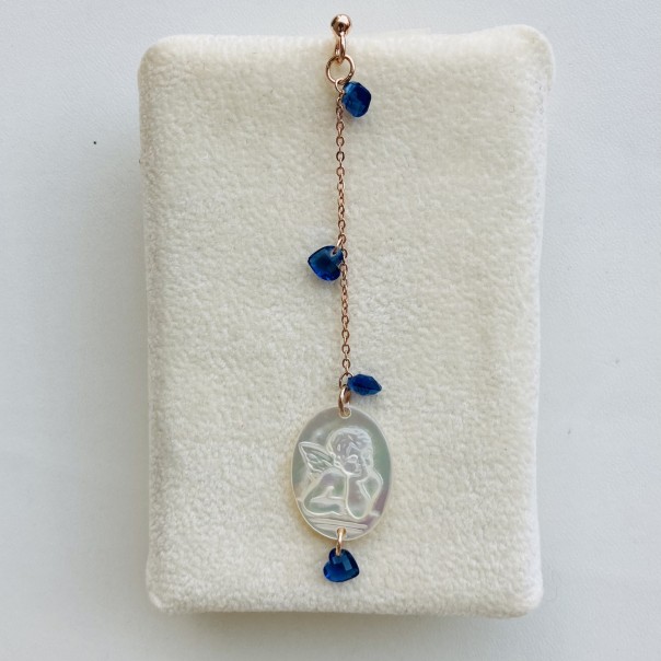 Mono earring I hold you by the hand blue hearts